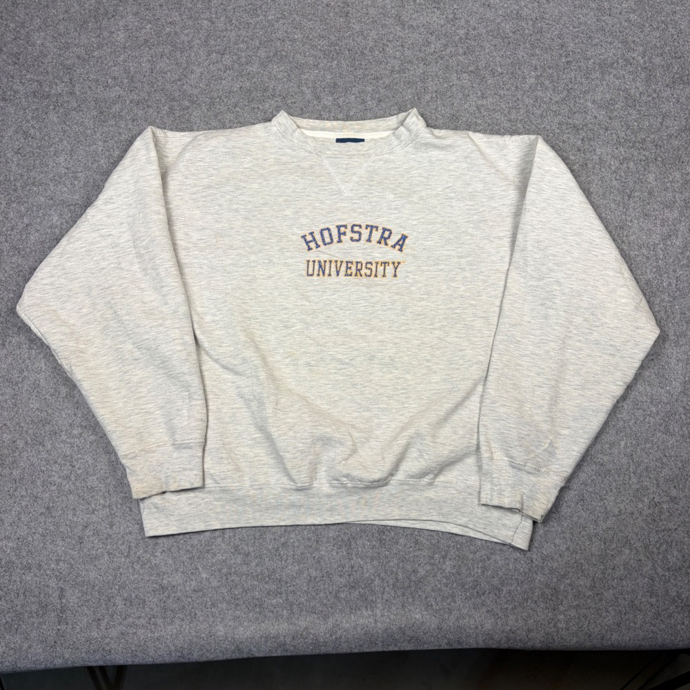 Vintage MV Sport Pro-Weave Hofstra University Sweatshirt Grey Mens Medium
